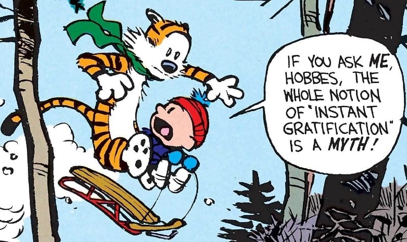 Calvin et Hobbes font de la luge